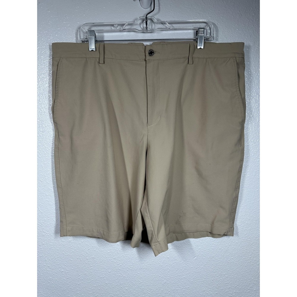 Dunning Shorts Mens 40 Khaki‎ Golf Performance Stretch Flat Front Zip Fly Beige